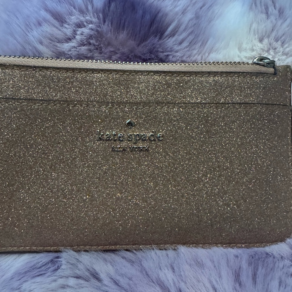 Kate Spade Glimmer Large Slim Card Wallet Signature canvas Metallic - Picture 2 of 6